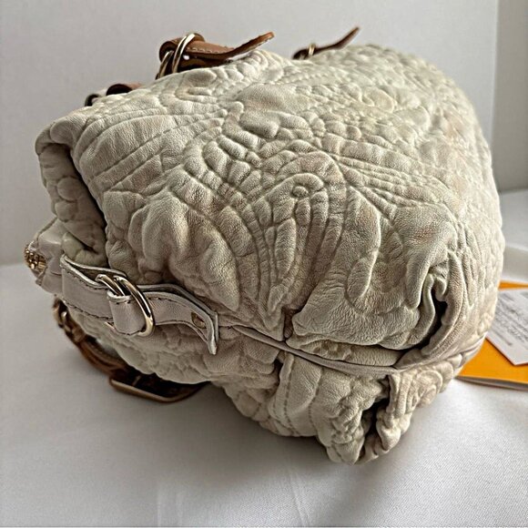 Etro Milano rare Quilted Beige Handbag Leather Trim 1B896-2198 Authentic - Picture 16 of 16